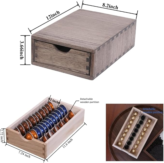 Coffee Pod Holders 1-Layer 1-Drawer Dark Brown - Image 2