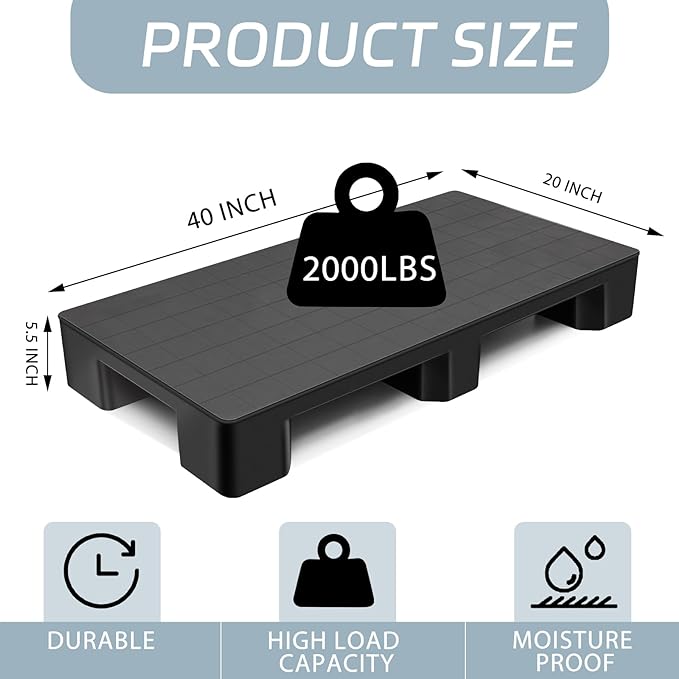 2 Pcs Plastic Pallet for Basement Storage Easy Stack Lightweight Floor Pallet - Image 2