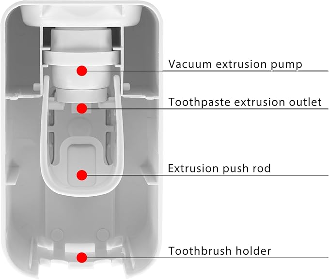 2 Slot Plastic Toothbrush Holder and Toothpaste Dispenser Wall Mounted - Image 3