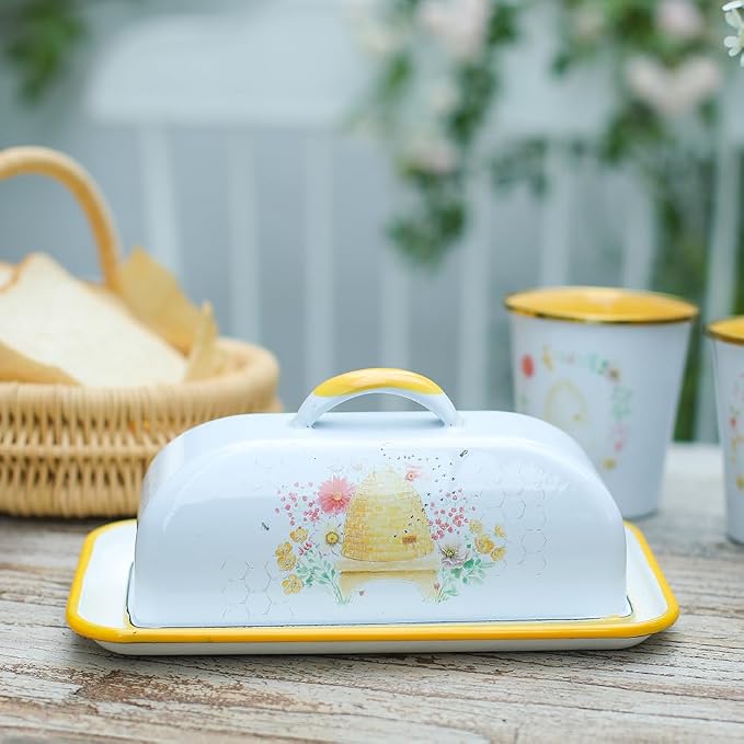 Enameled Farmhouse Vintage Butter Dish - Image 2