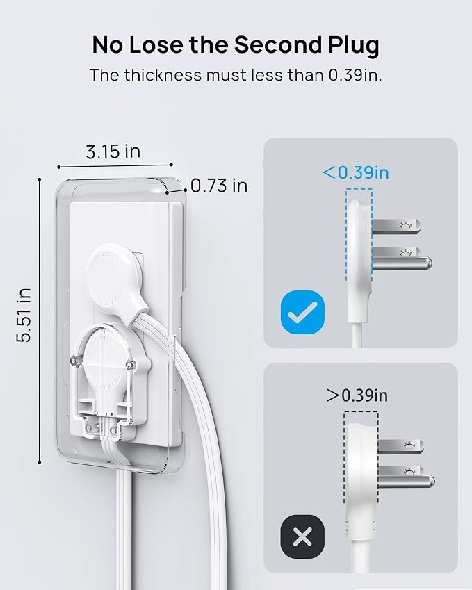 TROND Flat Outlet Cover Extender - 6FT Flat Extension Cord - Image 9
