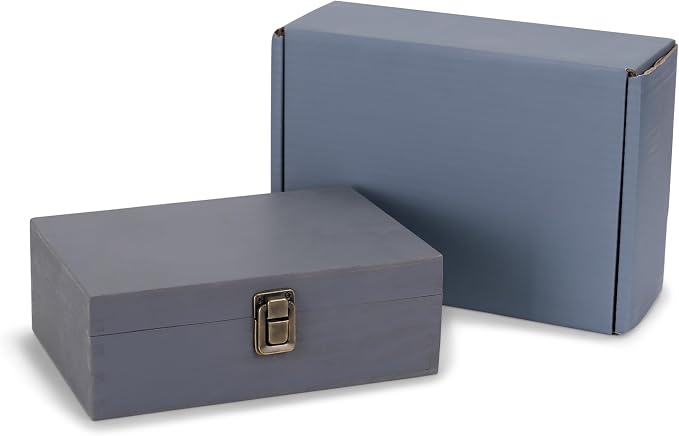makerflo Large Grey Pine Wood Memory Box by makerflo