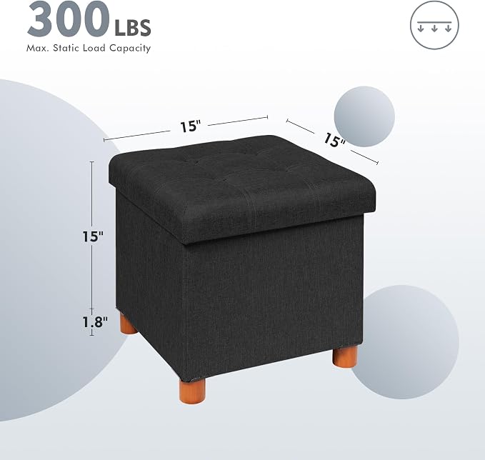 PINPLUS Storage Ottoman Cube, Linen Footrest - Image 3