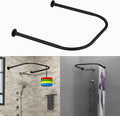 U Shower Curtain Rod Adjustable Stainless Steel U Shaped Rack Drill Free Install by Tanxih
