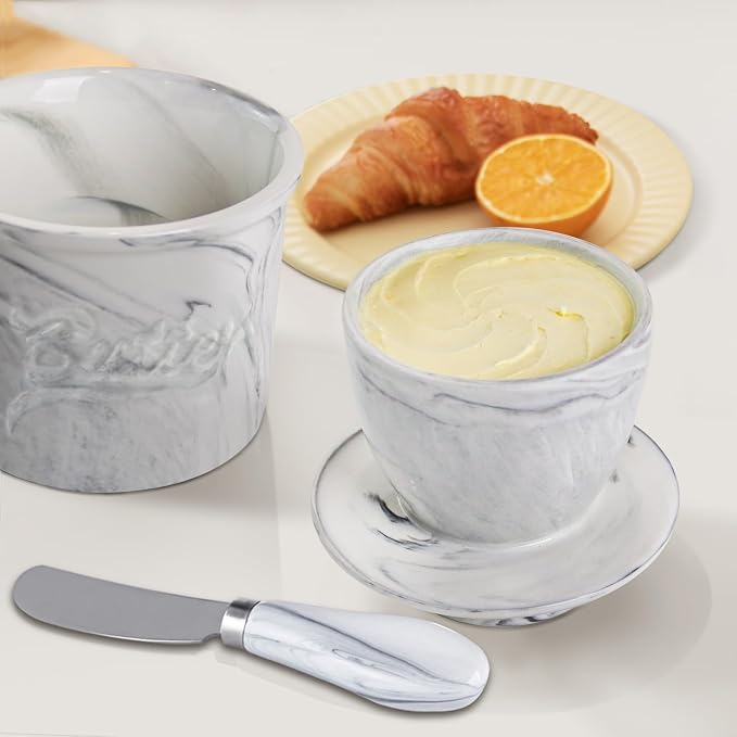 Ceramic Butter Crock with Lid & Spreader Knife, Butter Keeper - Image 7