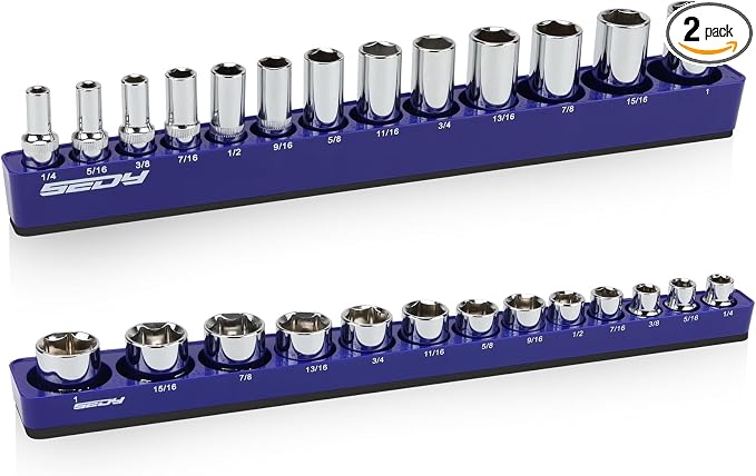 2-Piece 3/8"-Drive SAE Magnetic Socket Organizer Set by SEDY