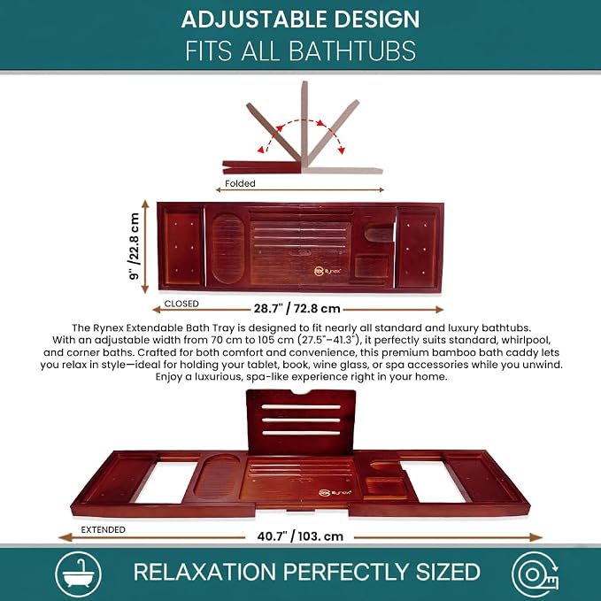 Bathtub Tray and Bath Pillow Set – Expandable Bamboo Bathtub Caddy - Image 3