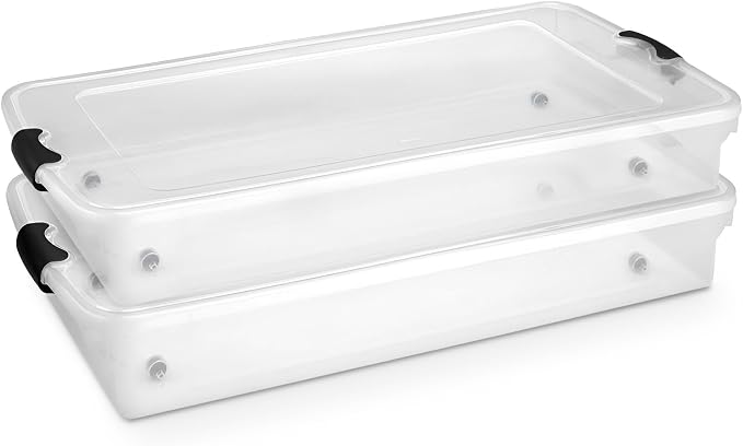 HOMZ 2-Pack Under Bed Storage, 60 Quart, and Towels by Homz