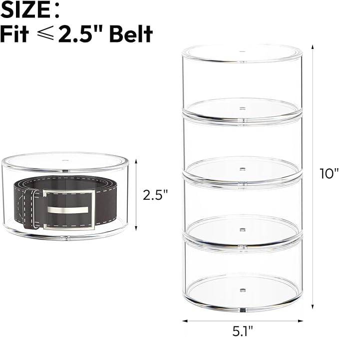 Belt Organizer for Closet Storage: Clear Acrylic 8-Layer Stackable Belt Box - Image 3