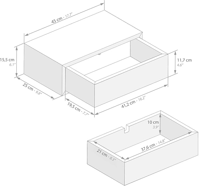 Mobili Fiver, Riccardo Floating nightstand, Concrete Effect, Made in Italy - Image 3