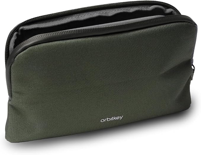 Olive Expandable Desk Storage Pouch – Fold-Down Access Panel, Pen Loop by Orbitkey
