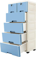 5-Layers Plastic Dresser with 6 Drawers Movable Chest of Drawers Locked Storage by Unknown