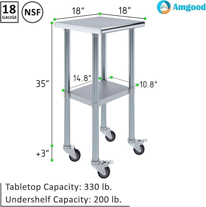 AmGood 18" Long x 18" Deep Stainless Steel Table - Image 3