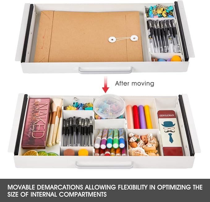 Large Size Under Desk Slide out Pencil Drawer White - Image 3