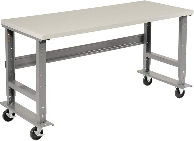 Global Industrial Mobile Adjustable Height Workbench, Plastic Laminate Square - Image 3