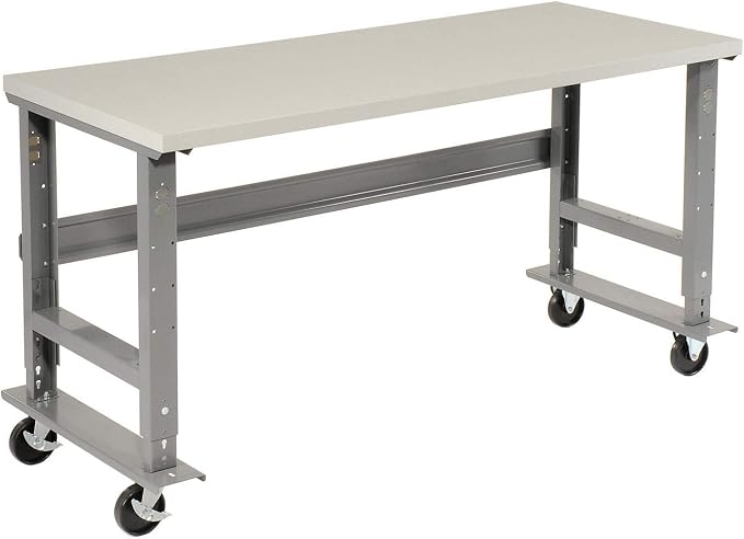 Global Industrial Mobile Adjustable Height Workbench, Plastic Laminate Square by GlobalIndustrial