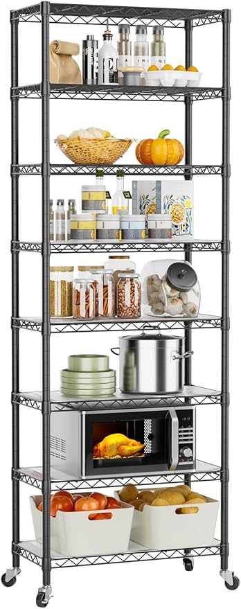 8 Tier Shelves Storage Shelf Wire Closet Bathroom Organizers Metal Pantry by Golpart