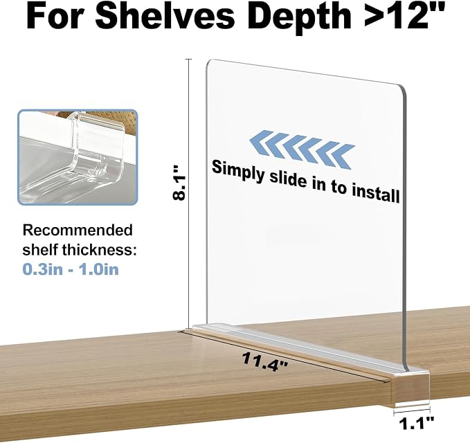 Purse Organizer for Closet Shelf Dividers: 16-Pack Adjustable Clear Acrylic Bag - Image 2