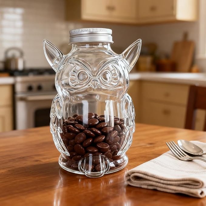 Owl Treat Jar, Airtight Glass Snack Container - Image 6