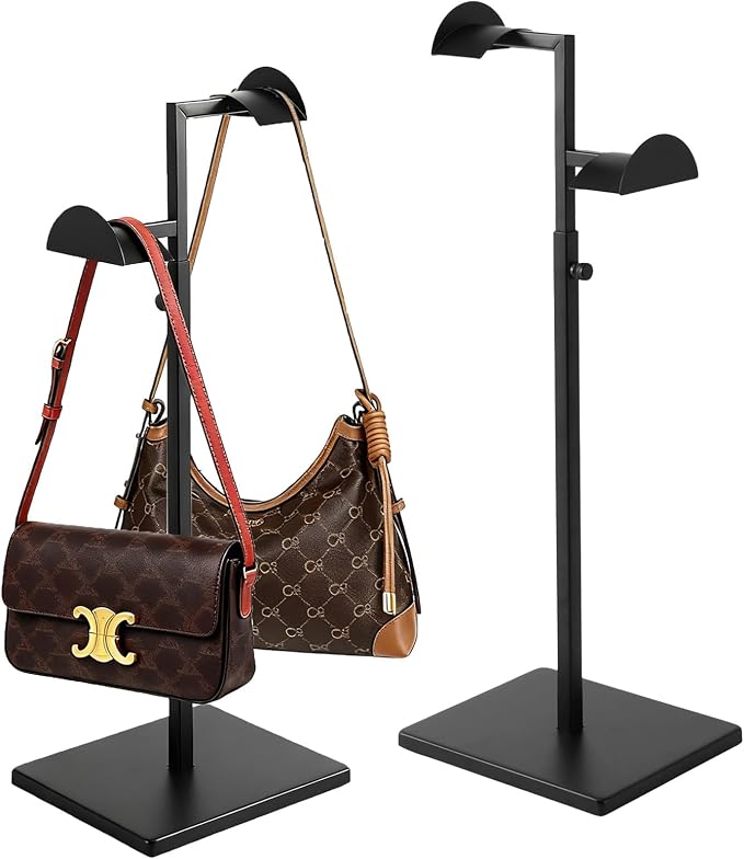 2 Pack Purse Stands for Display, Dual Hook Purse Holder, Stainless Steel by Displaystand