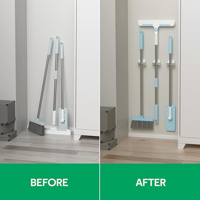 reliahom 5 Pack Broom Holder Wall Mount Mop Grippers No Drilling Self Adhesive - Image 7