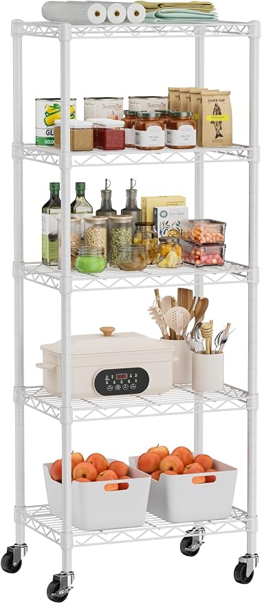 Small 5 Tier Shelves Storage Wire Shelving Unit Metal Shelf Adjustable by Golpart