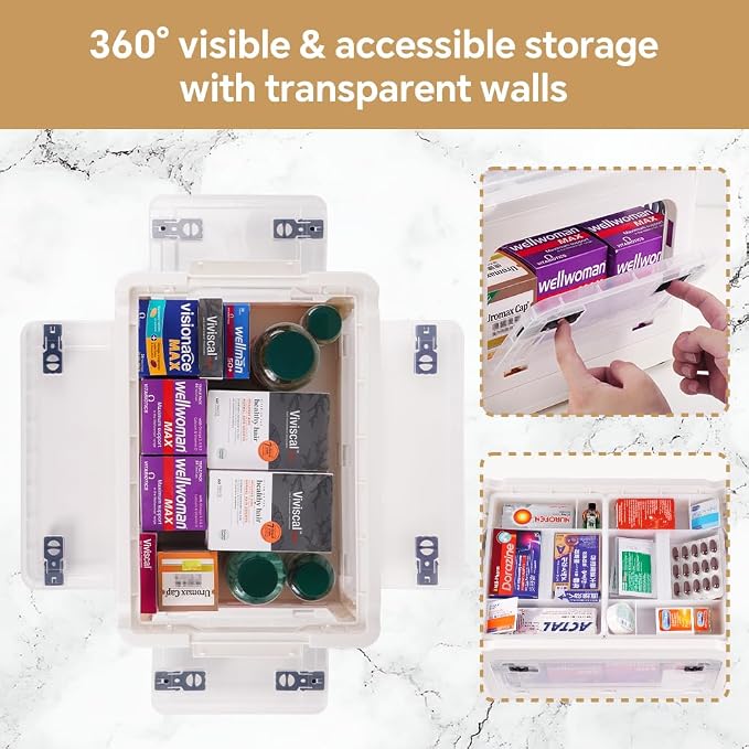 DOUKE 30qt Medicine Organizer Storage Box – Plastic First Aid Box Empty - Image 6