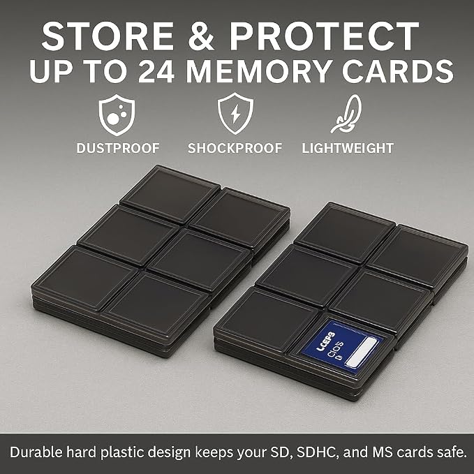 Acuvar 24 Slot SD/SDHC Memory Card Hard Plastic Case – Durable ABS Portable SD - Image 2
