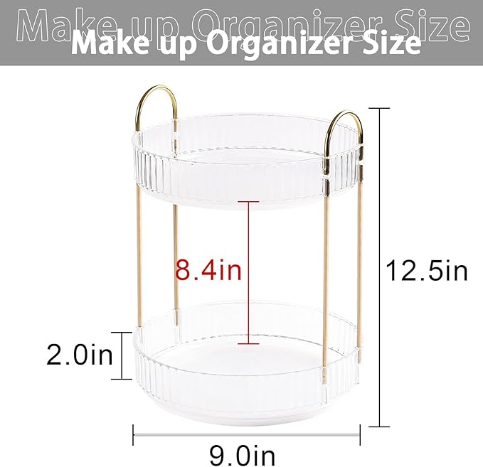 Rotating Makeup Organizer for Vanity, High-Capacity Skincare Clear Make Up - Image 2