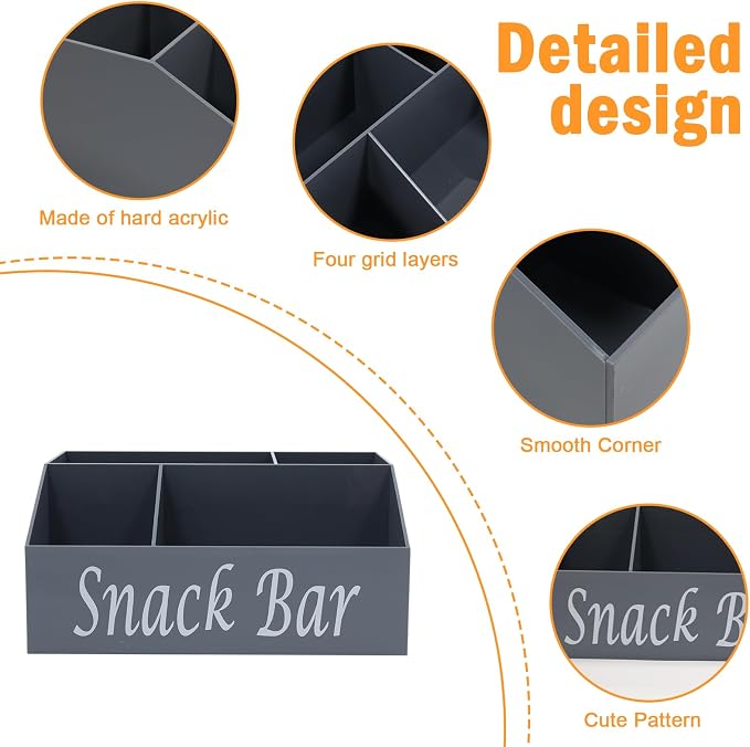 Snack Organizer for Countertop, 4 Compartments Acrylic Snack Organizer - Image 2