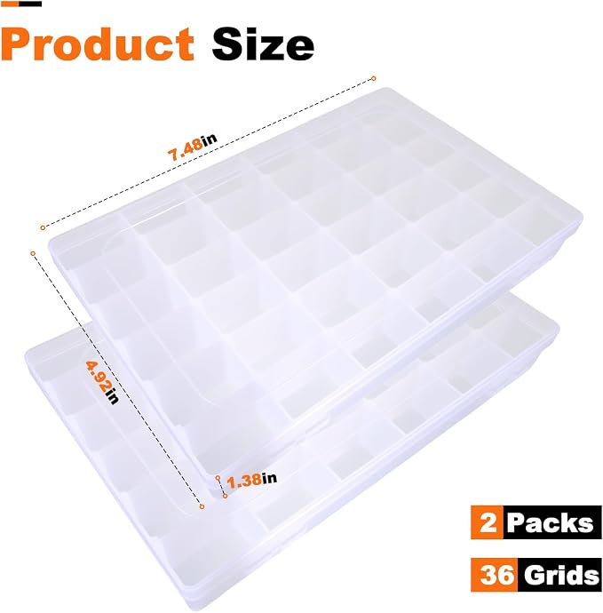 Pony Bead Organizer-2Pack, Adjustable Dividers, Pony Bead Storage, Transparent - Image 3