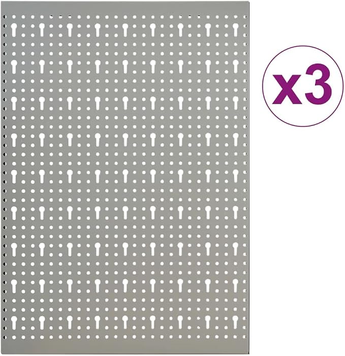 Wall-Mounted Peg Boards 3 pcs 15.7"x22.8" Steel 145349 - Image 3