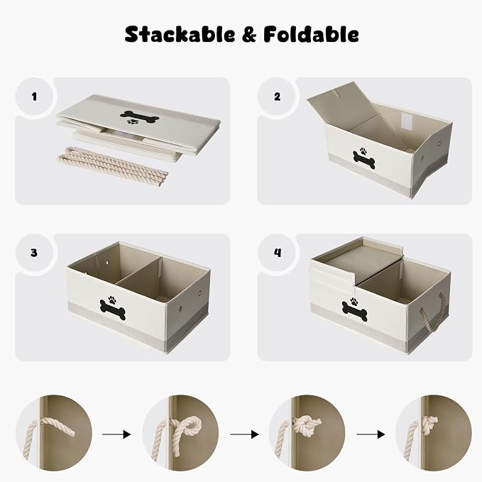 Dog Toy Basket with Double-Open Lid, Divided Dogs Basket - Image 6