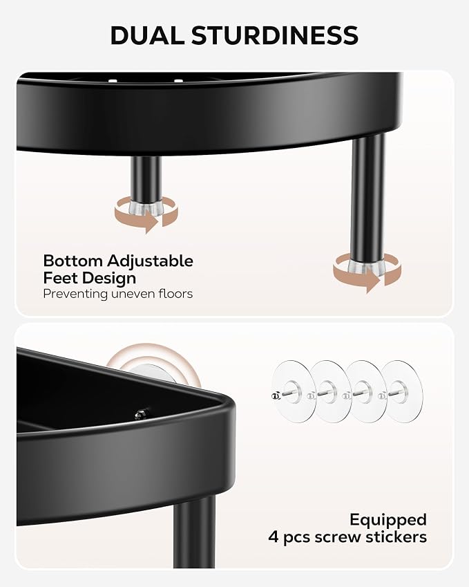 Nieifi Corner Shower Caddy Stand-3 Tier Rustproof Anodized Aluminum Standing - Image 5