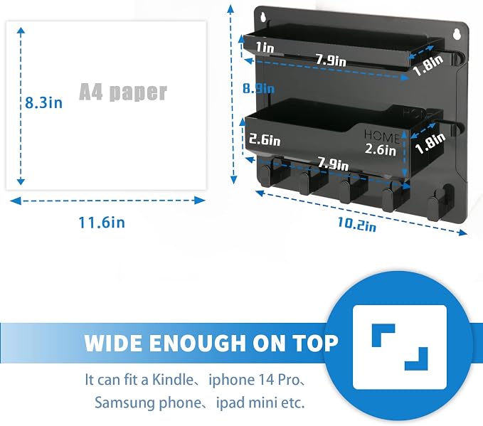 Bedside Wall Mount Shelf, Adhesive Bedside Organizer - Image 3