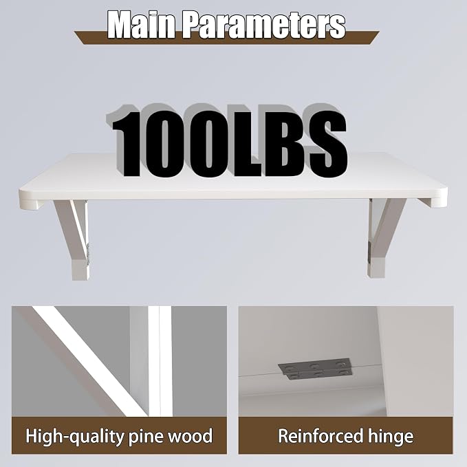 MM MELISEN Wall Mounted Folding Table, Space-Saving Design - Image 4