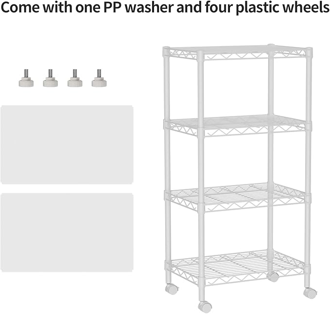 Small 4 Tier Shelves Storage Wire Shelving Unit Metal Shelf Adjustable - Image 4
