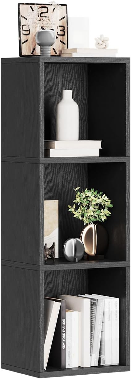 oneinmil Small Narrow Bookshelf, 3-Tier Cube Display Rack, Modern Corner by oneinmil