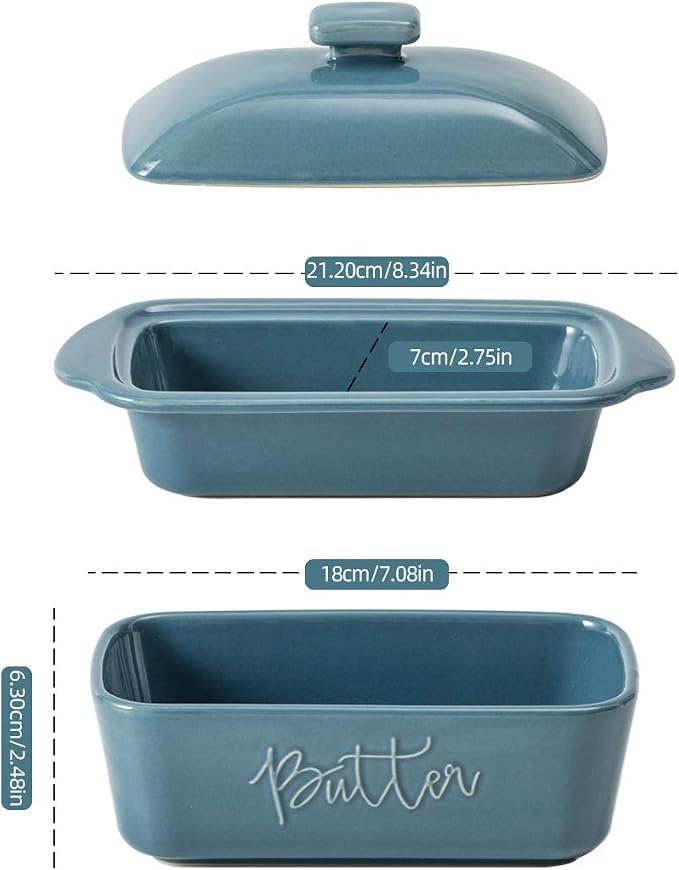 FE Butter Dish, 10 oz Ceramic Butter Keeper - Image 3