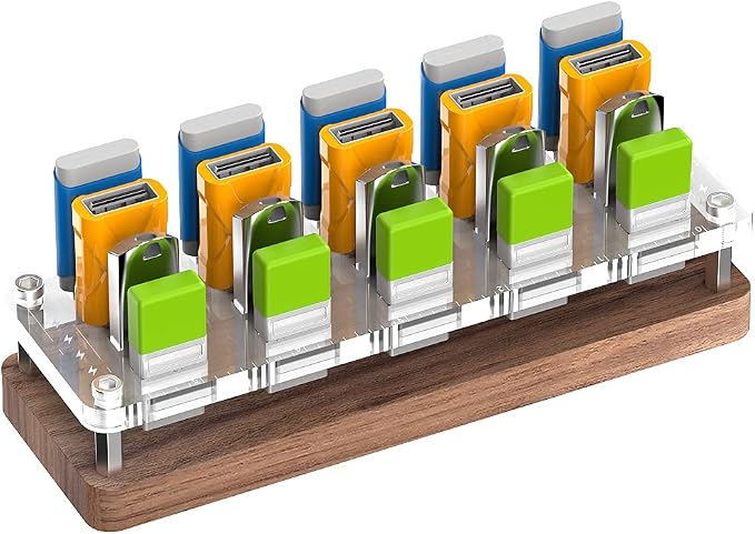 20 Slots Wooden Memory USB Flash Disk Card Case, TF Card Box and Micro SD Drive by AODUKE