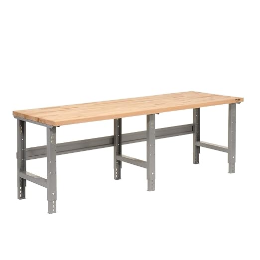 Global Industrial Adjustable Height Workbench C-Channel Leg, Maple Butcher by GlobalIndustrial