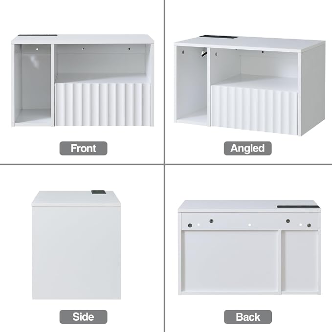 Modern Matte White Fluted Floating Nightstand - Image 8