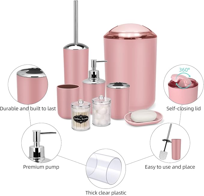 IMAVO Bathroom Accessories Set, 9 Pieces Bathroom Accessory Set, Qtip Holders - Image 5