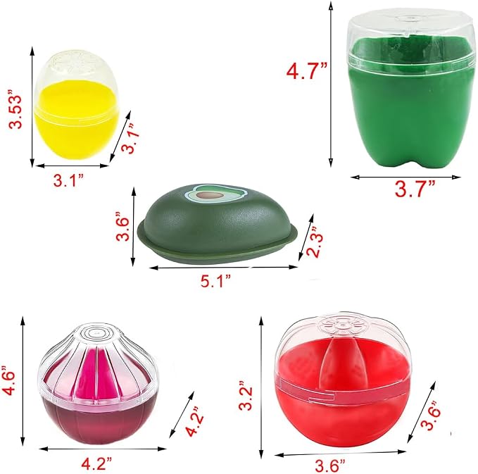 5 Pieces Fruit and Vegetable Shaped Savers Keepers Storage Containers - Image 6