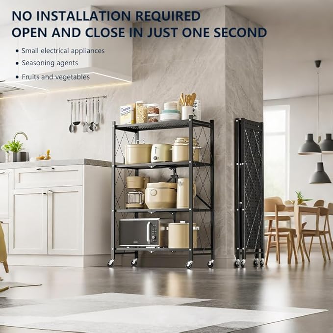 Four-Layer Foldable Storage Metal Shelf - Image 4