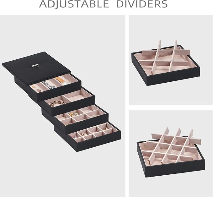 BEWISHOME Jewelry Organizer Tray Stackable Earring Storage Trays - Image 3