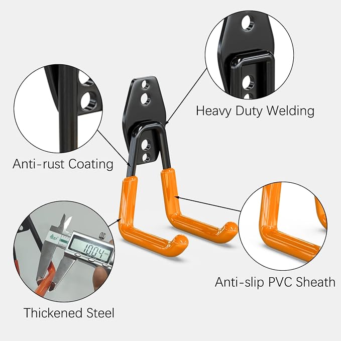 3-H Garage Wall Hooks 10 Pack, Garage Hooks Heavy Duty - Image 4