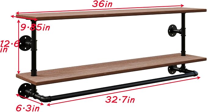 Clothes Rack 36in, 2 Tier Wall Mounted Garment Rack - Image 7