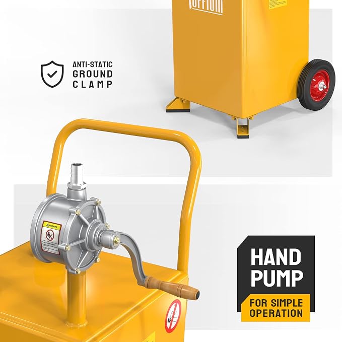 TUFFIOM 20 Gallon Fuel Gas Caddy w/Wheels & Manual Siphon Pump, Portable Diesel - Image 2