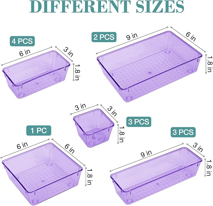 13 PCS Drawer Organizer Set, 5 Varied Size Bathroom and kitchen Drawer cabinet - Image 2